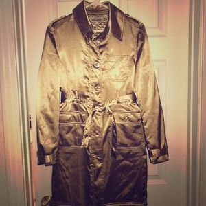 Shiny Champagne Gold Trench Coat